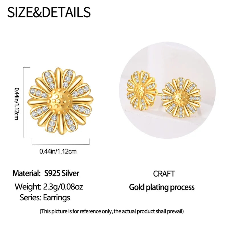 925 Sterling Silver Green Lucky Clover Yellow Daisy Bamboo Earrings  for Women Bee Butterfly Ear Studs Elegant Party Jewelry