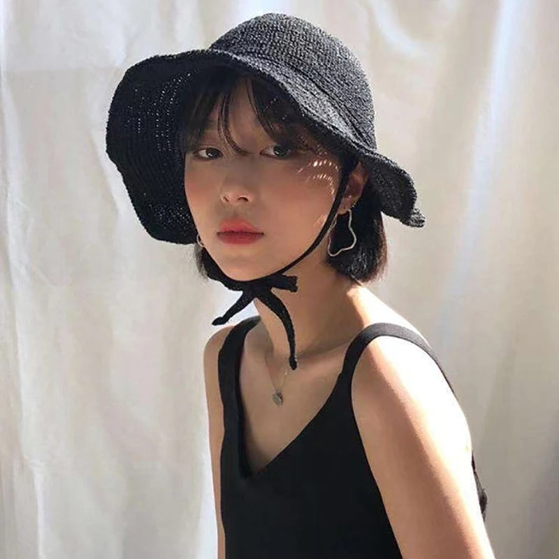 Women's Summer Linen Straw Sun Hats, Wide Brim Beach Cap, Regency Bonnet Style Hat with Bow