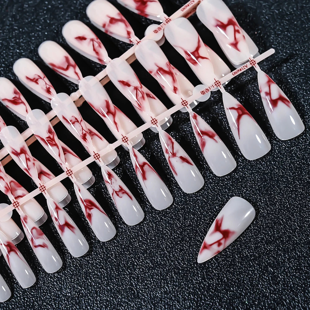 French Gel Nail Tips - 120Pcs French Tip Press On Nails Medium Coffin Ballet Almond Pre-applied Full Fake Nail Tips For Manicure