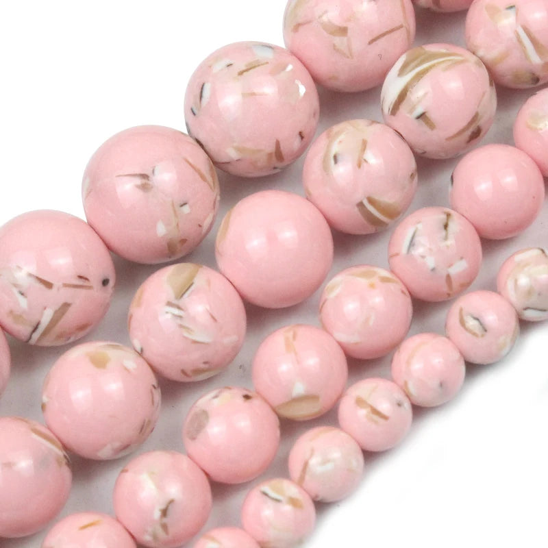 Natural Light Pink Howlite Turquoises Stone Beads For Jewelry Making6/8/10/12mm Round Loose Spacer Beads fit Diy Bracelet Neckla