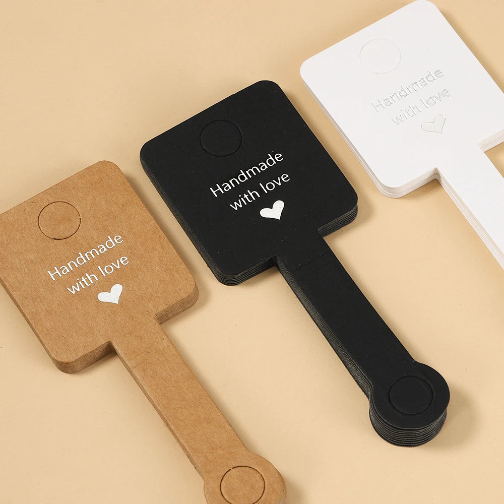 50pcs 4x10cm Self Adhesive Bracelet Display Card Jewelry Holder Cardboard Half-fold Card with Sticker for Jewelry Packaging