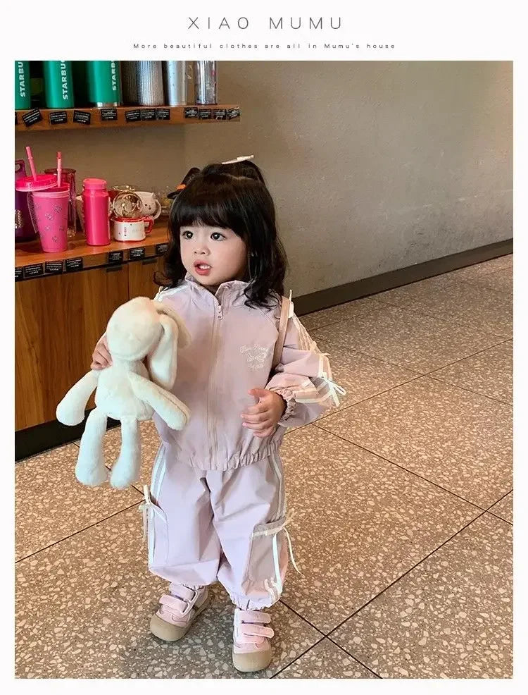 Korean-Style Girls' 2-Piece Set - Bow Detail Jacket + Casual Pants | Spring Toddler Outfit (Ages 3-8) Toddler Girl Clothes