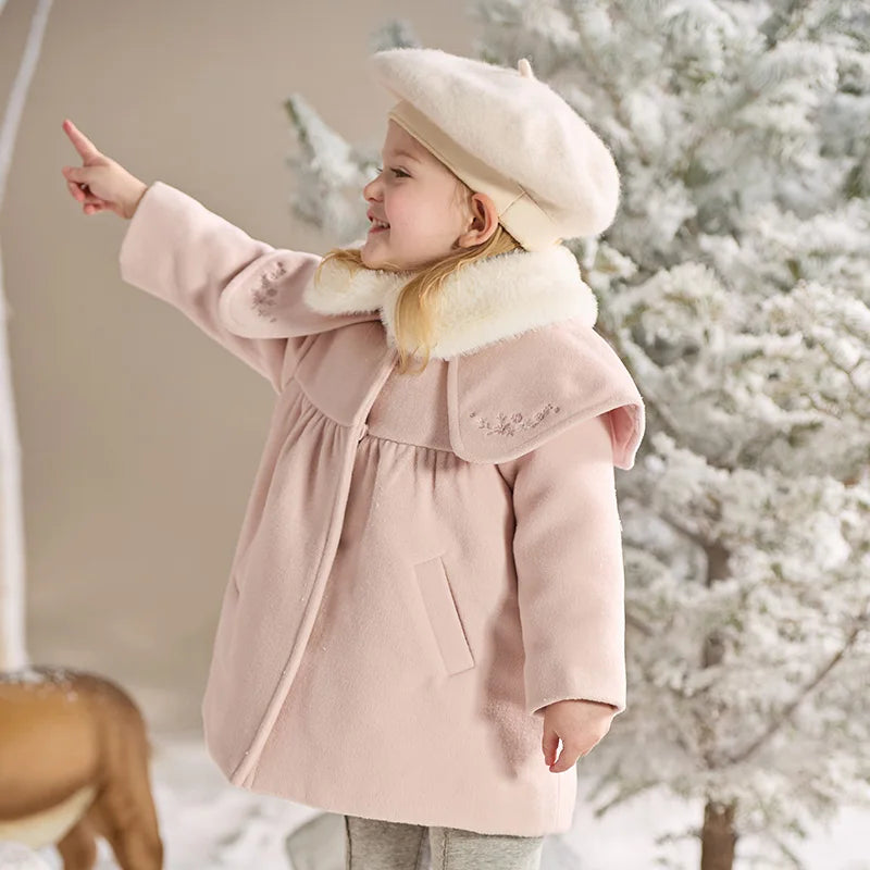 Dave Bella Children Girls Baby Cute Tops Outerwear 2024 New Autumn Winter Casual Sweet Gentle Overcoat Outdoor Warm DB4242652