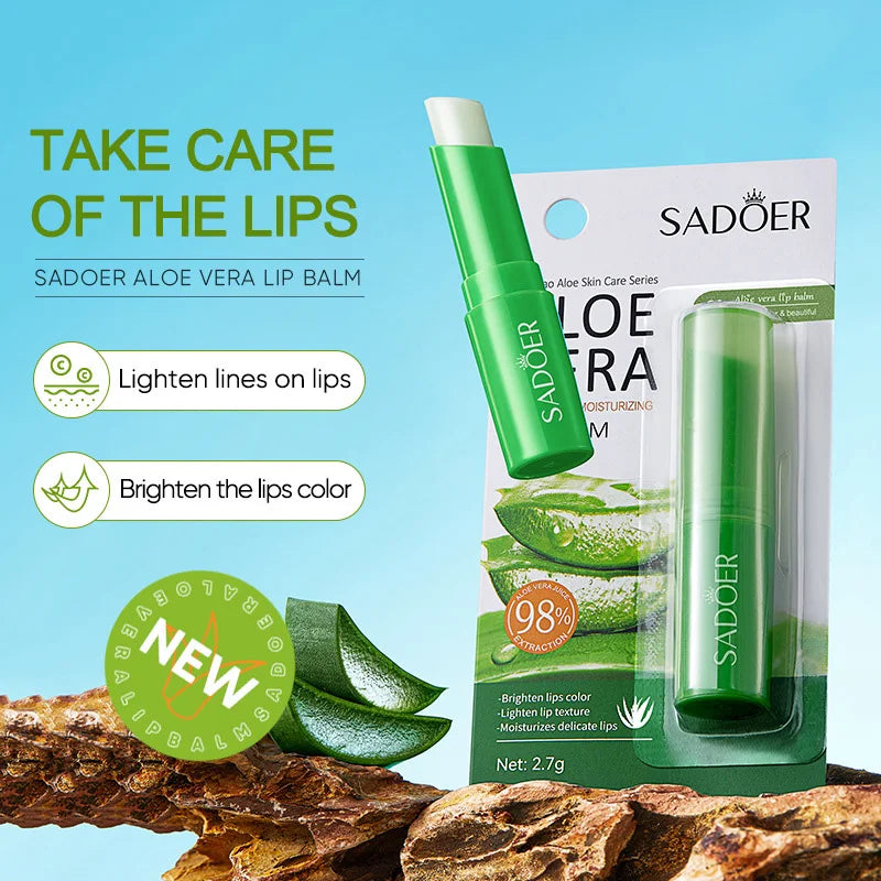 Aloe Vera Lip Balm+Hand Cream Dry Skin Moisturizing Lipstick Hand Cream Compact And Portable, Keep Skin Moist Shiny At All Times