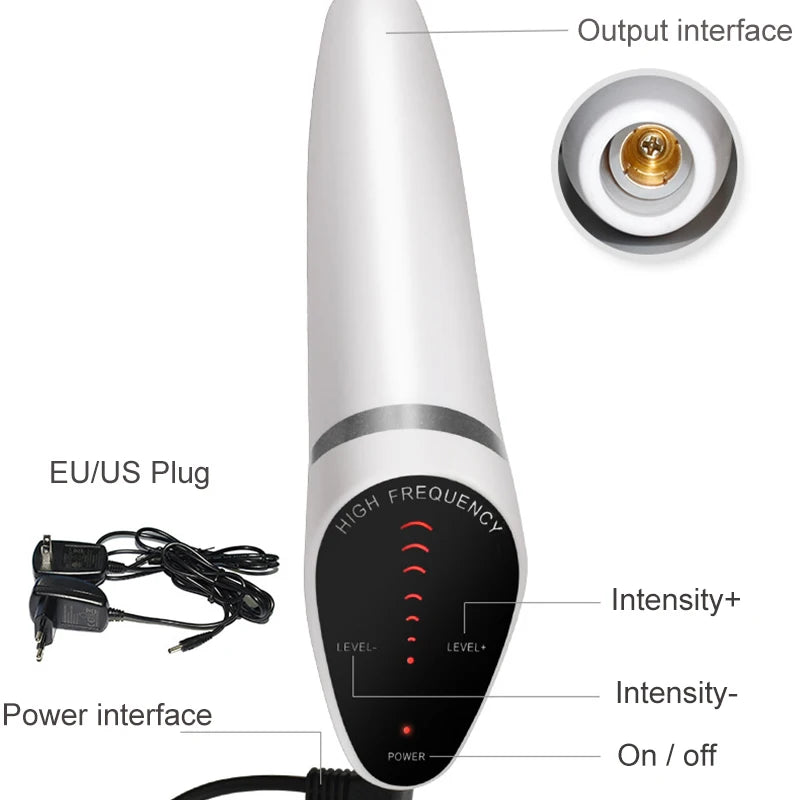 Newest 6 in 1 Spark Electrodes High Frequency Neon & Argon Skin Tightening Hair Follicle Facial Beauty Wand Machine Facial Care