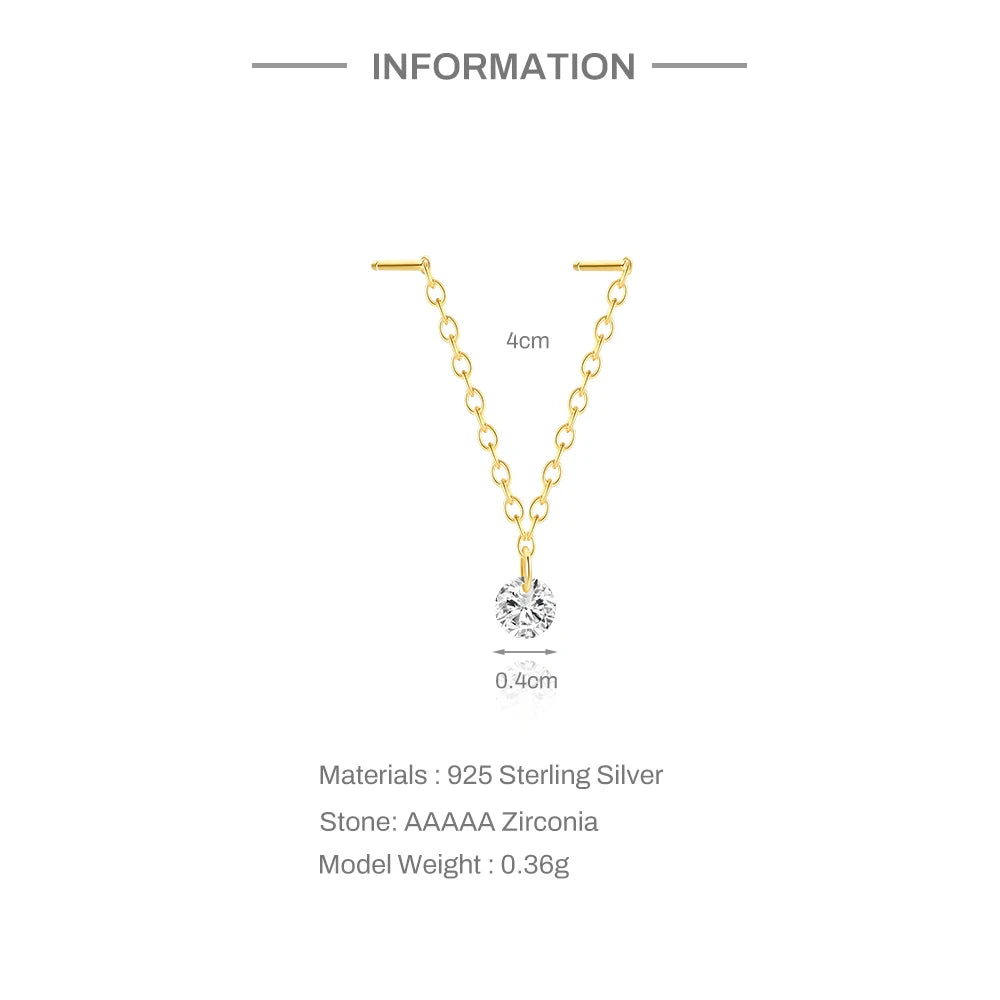 CANNER 1PC Tassel Chain Star Moon 925 Sterling Silver Flat Head Piercing Earring For Woman Ins 14K Gold Plated Dainty Jewelry