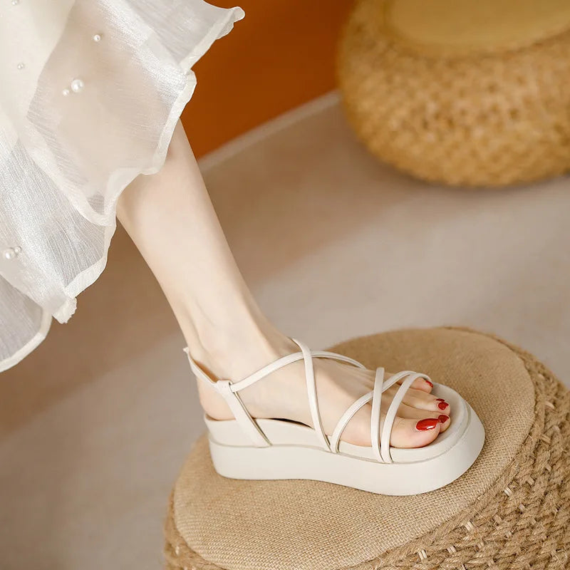 Thick Sole Sandals Women 2026 New Summer Soft Sole Elevated Casual Roman Sandals Small Womens Shoes  Sandalias Mujer  Sandal