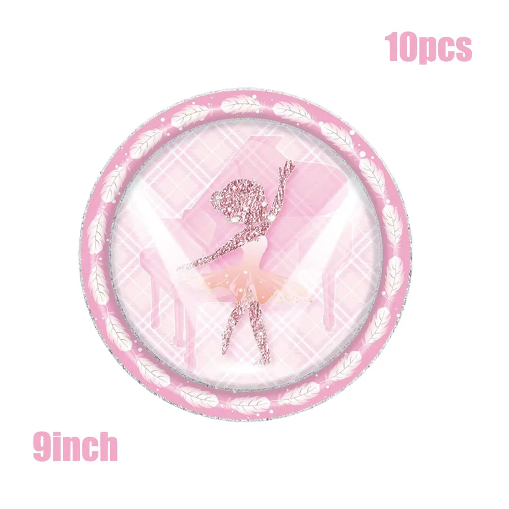 New Pink Swan Ballet Theme Party Disposable Tableware Paper Plates Napkins Princess Girls Happy Birthday Party Decor