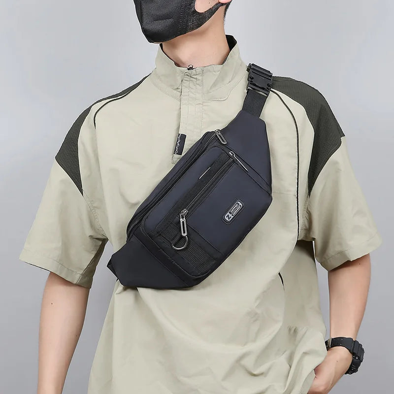 Unisex Multifunctional Waist Packs Large Capacity Waterproof Nylon Business Pack Trendy Crossbody Chest Bag for Travel Work