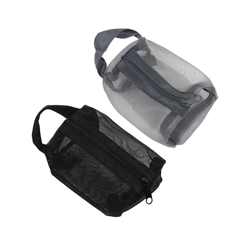Mini Clear Nylon Mesh Cosmetic Bags Cute Women Small Lipstick Makeup Bags Pouch Data Line Key Earphone Organizer Case