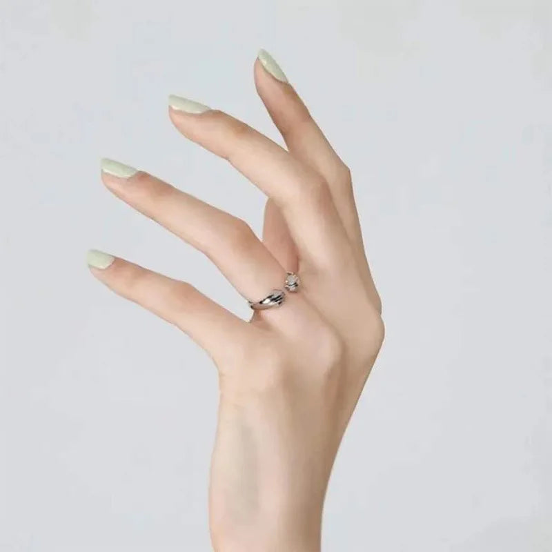 Cat Paw Print Ring Fantastic Cat Imprint Silver Color Simple Style Design Women's Rings Cute Women Girls Party Gift Jewelry