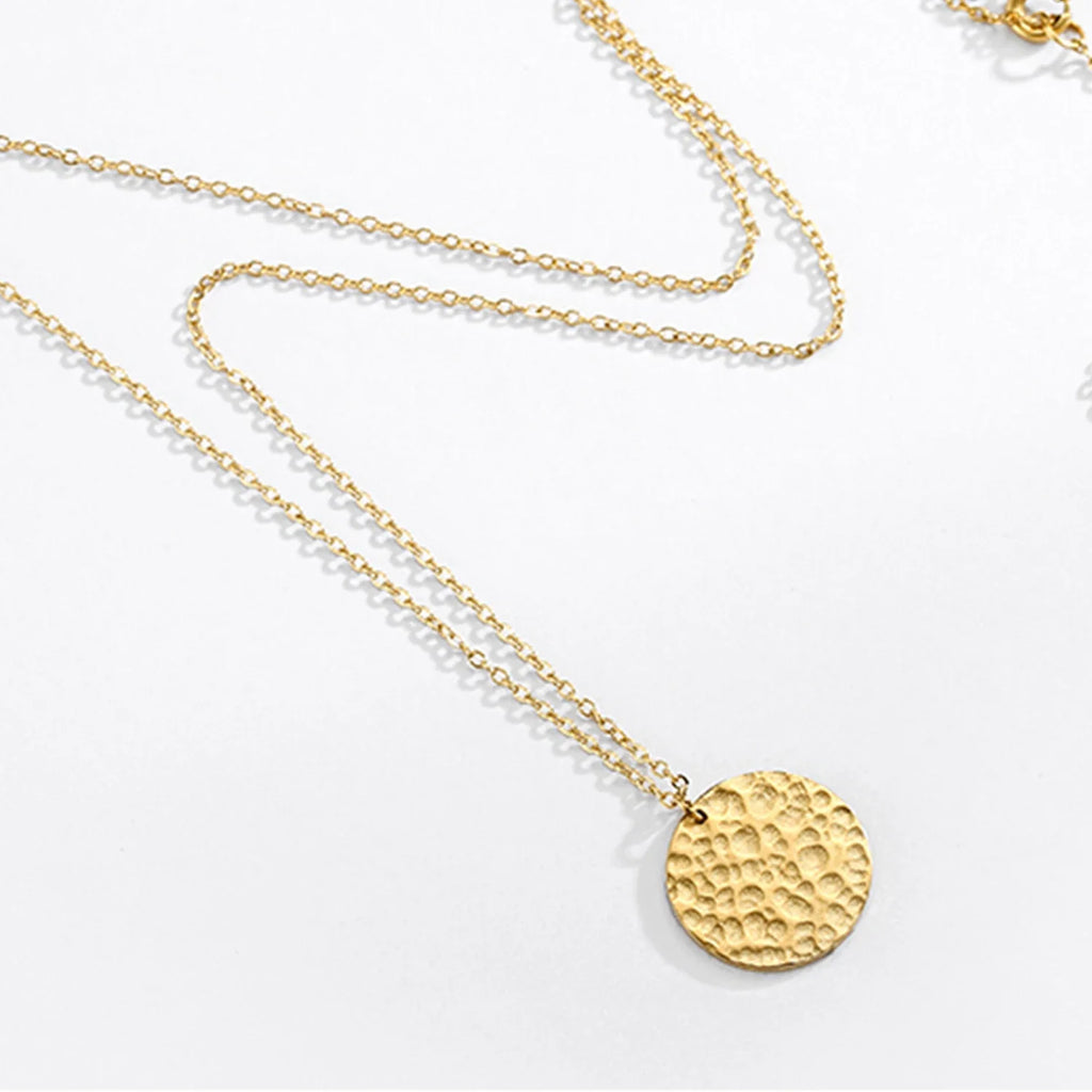 Gold Color Disc 15MM Anhänger Halskette für Mädchen Frauen Edelstahl Schlichte Lange Halskette Ketten Collar Schmuck Großhandel