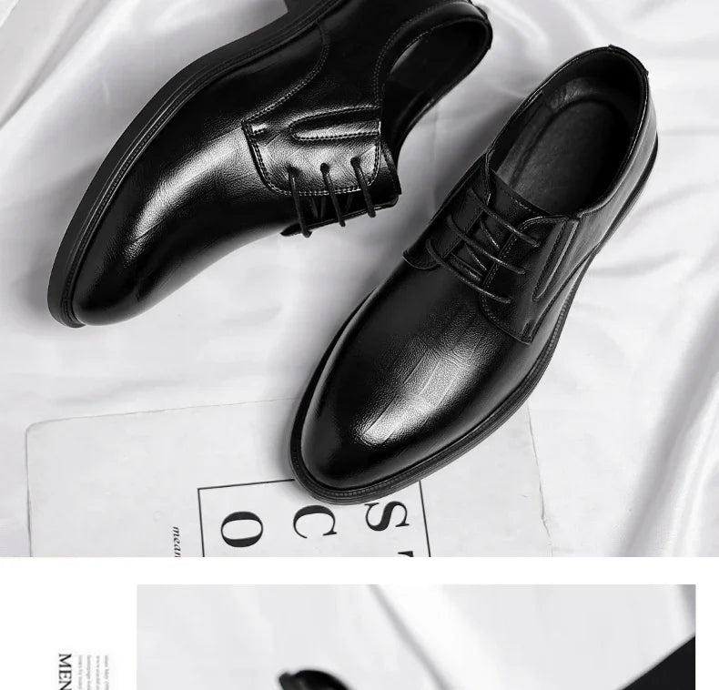 3/6/8 CM Elevator Shoes Men Dress Shoes Black Soft Leather Men Heighten Formal 1 Casual Business Men Oxfords Suit 2