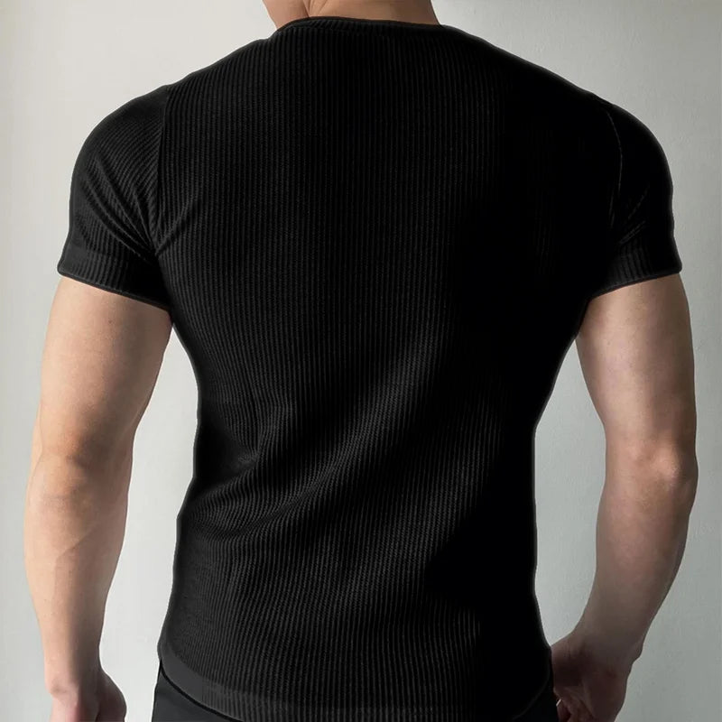 Men's Summer Trendy T-Shirt with Round Neck And Short Sleeved For Daily Casual Vertical Stripes Black White T-Shirt