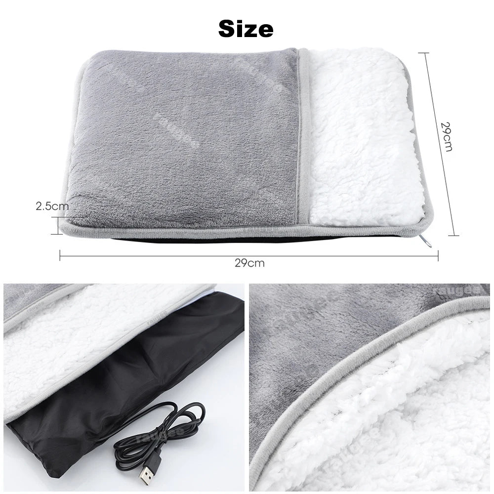Electric Foot Heater USB Foot Heating Pad Portable Foot Warmer Heater Soft Wearable Foots Warmer Mat Home Office USB Foot Heater