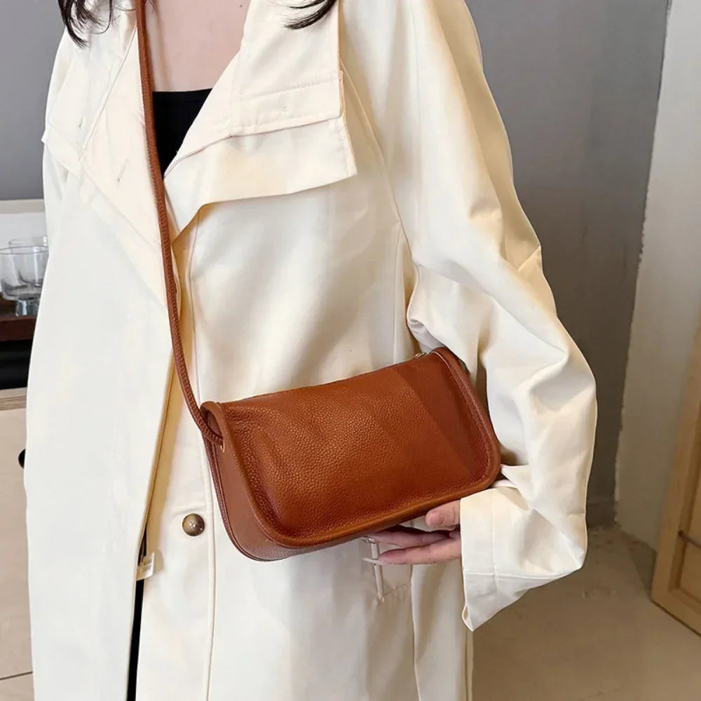100%Real Cowhide Genuine Leather Fashion Women Crossbody Bag For Ladies New High Capacity Shoulder Bag Handbag Female Purse 2025