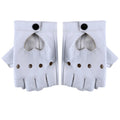 New Women Fingerless Driving PU Leather Gloves Motor Cool Rivet Sexy Disco Dancing Rock And Roll Black Red White Punk Glove