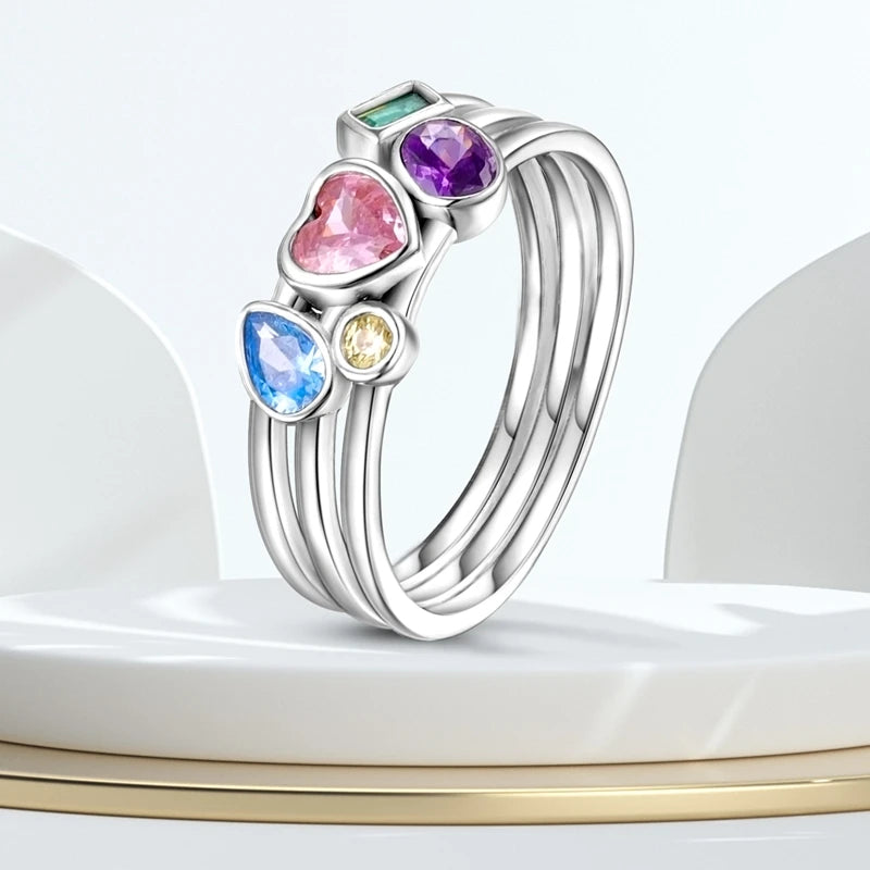 925 Sterling Silver Ring Shiny Sun Star Moon Lines Colorful Eternal Love Rings Wedding Jewelry Gift For Woman
