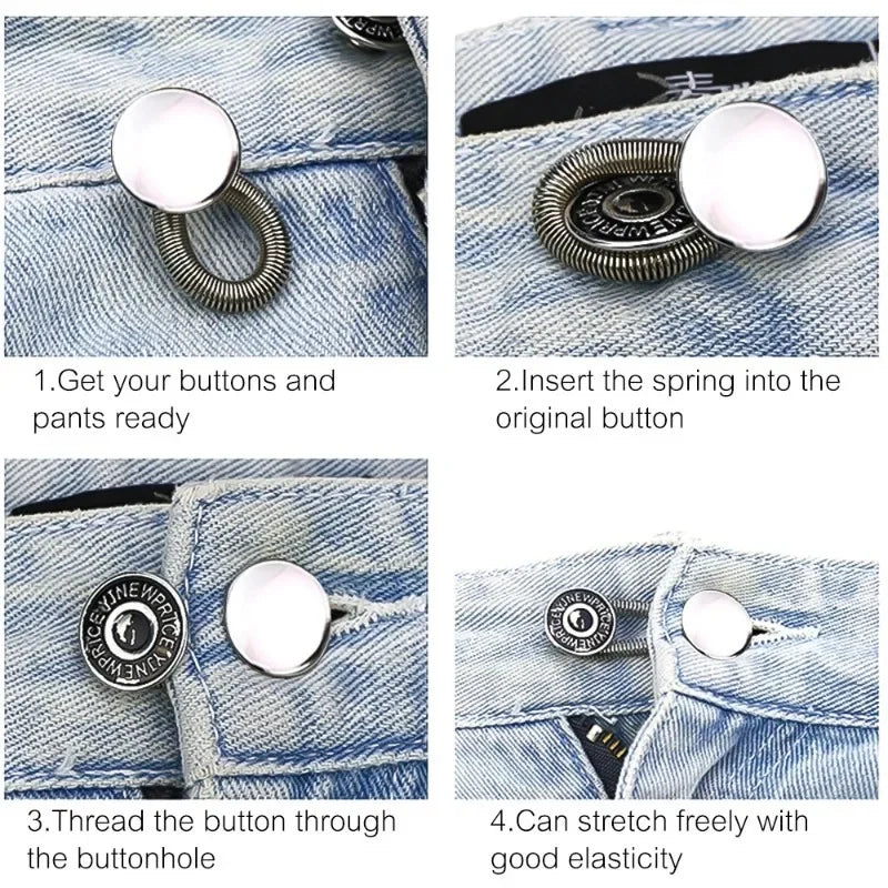 1/20PCS Jeans Waist Extender Button Adjustable Retractable Elastic Spring Buttons DIY Pants Jeans Free Sewing Waist Extenders