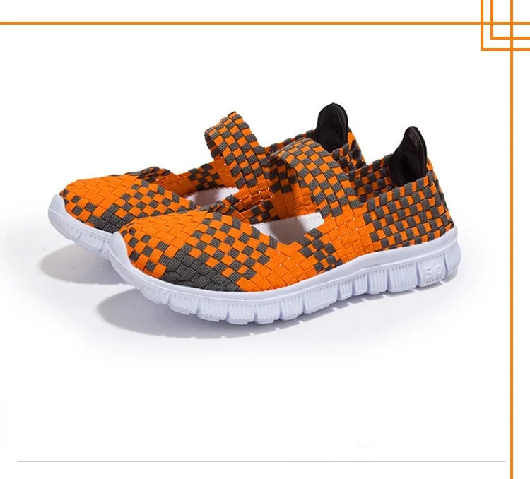 Plus Size Women Flat Shoes  Elastic Band Weave Shoes Women Comfort Flat Shoes Women Casual Loafers Zapatos De Mujer