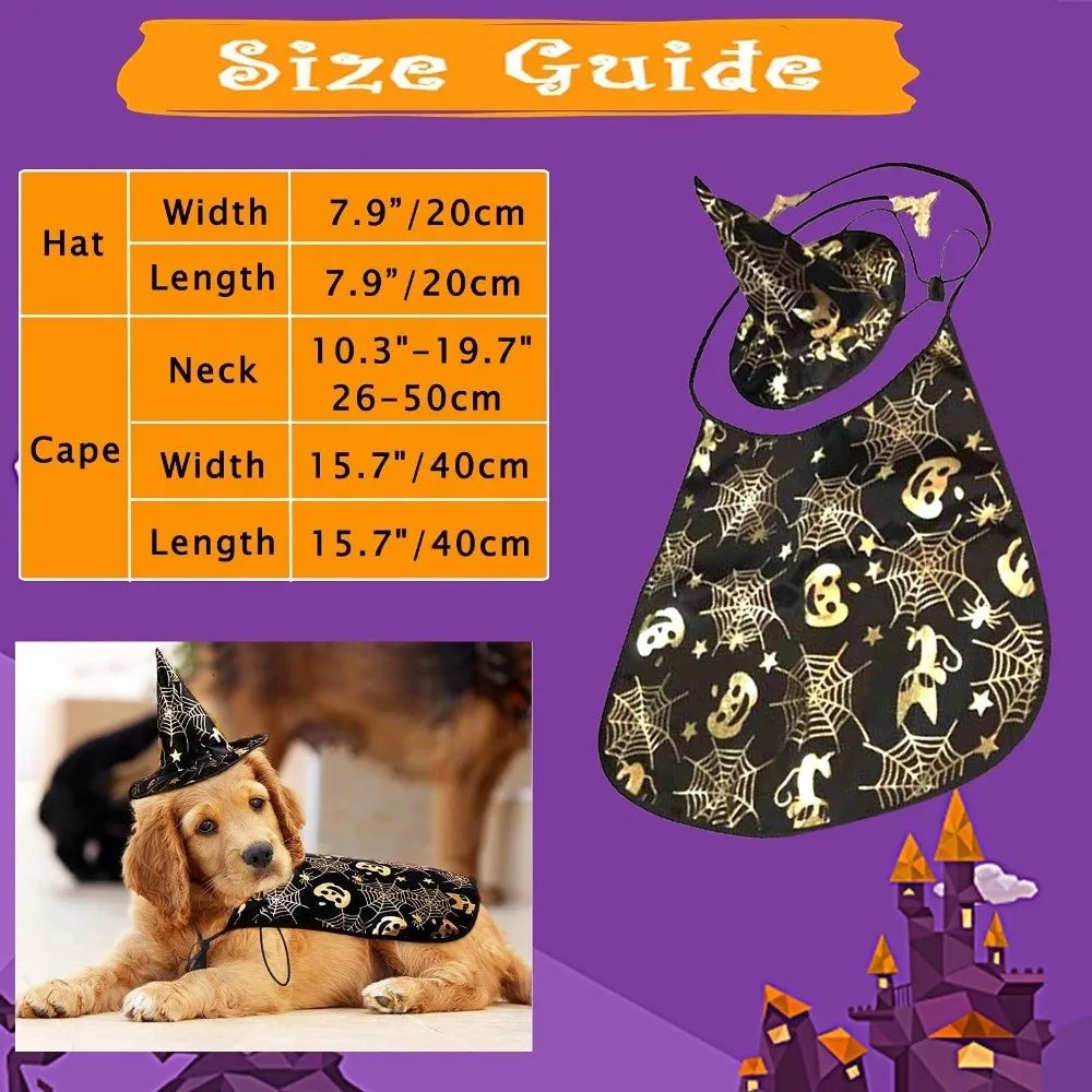 Funny Pumpkin Pet Halloween Costumes Cape Adjustable Soft Halloween Dog Cloak Hat Bat Black Cats Cosplay Clothes Cats
