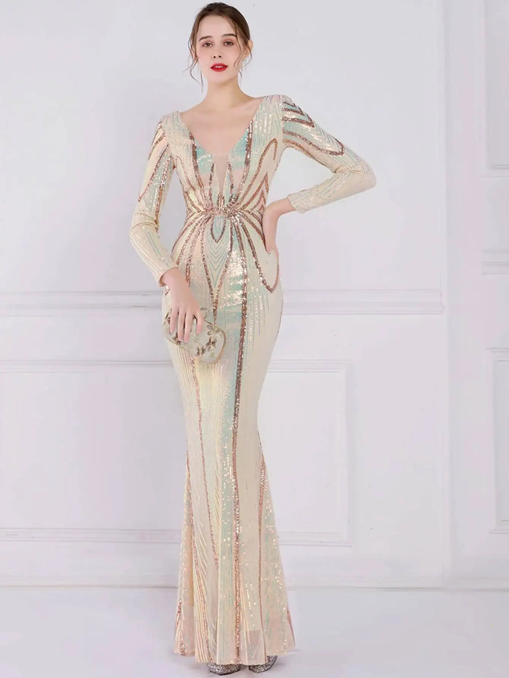 Sexy long sleeve birthday evening dresses for women 2026 elegant luxury wedding party dress vintage maxi sequin dress vestidos