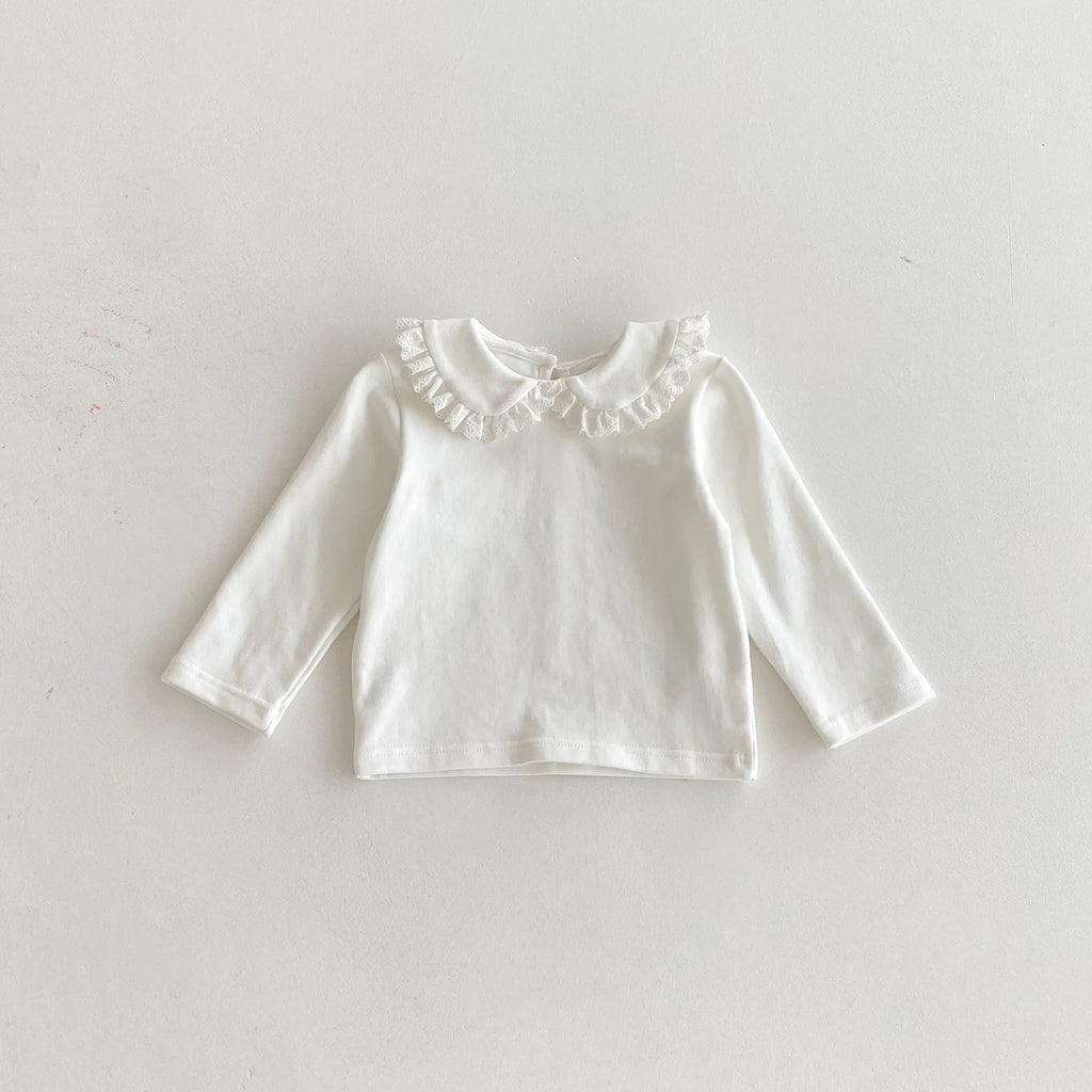 2026 Autumn New Girls Long Sleeve Bottoming Shirts Solid Children Cotton T Shirts Baby Girl Peter Pan Collar Tops Kids Clothes