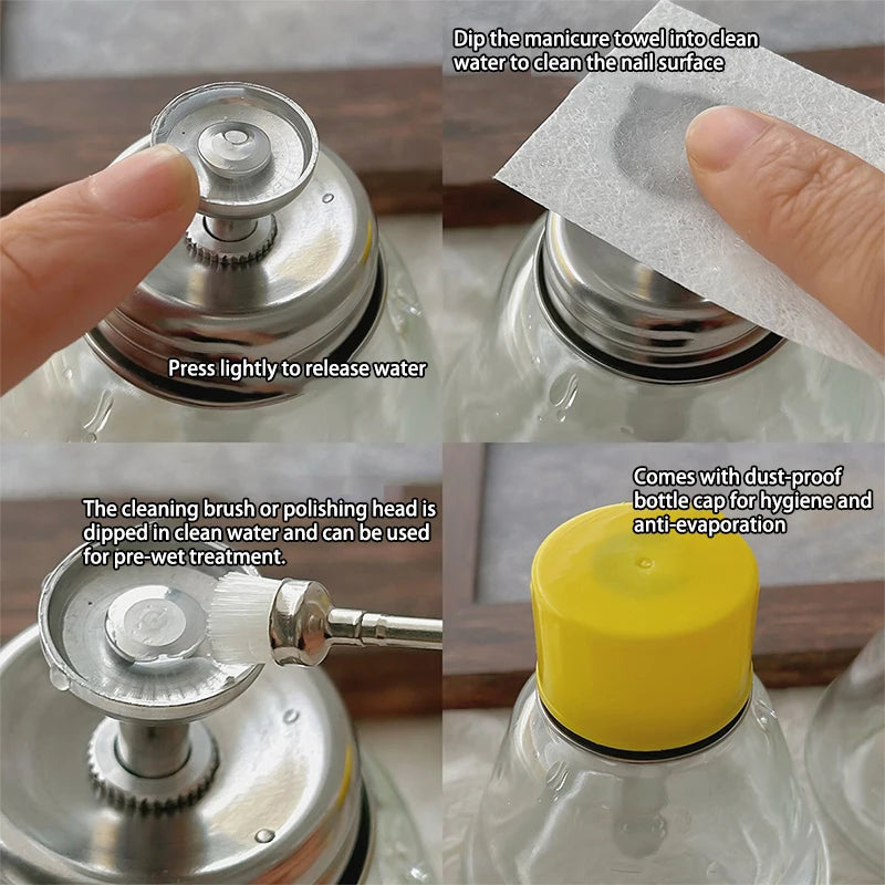 180ML Glass Nail Art Pump Dispenser Cleaner Bottle Liquid Alcohol Bottle Phone Screen Repair Remover Cleaner Bottle 〔DD329〕