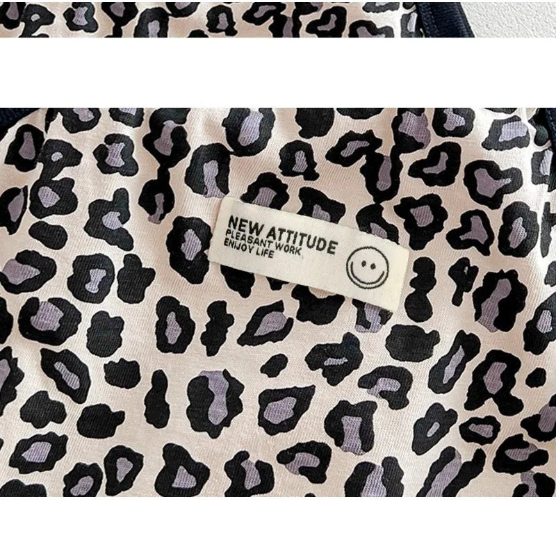 Cute Baby Onesie Summer Thin Newborn Baby Leopard Print Fart Coat Suspender Triangle Jersey Summer Clothes