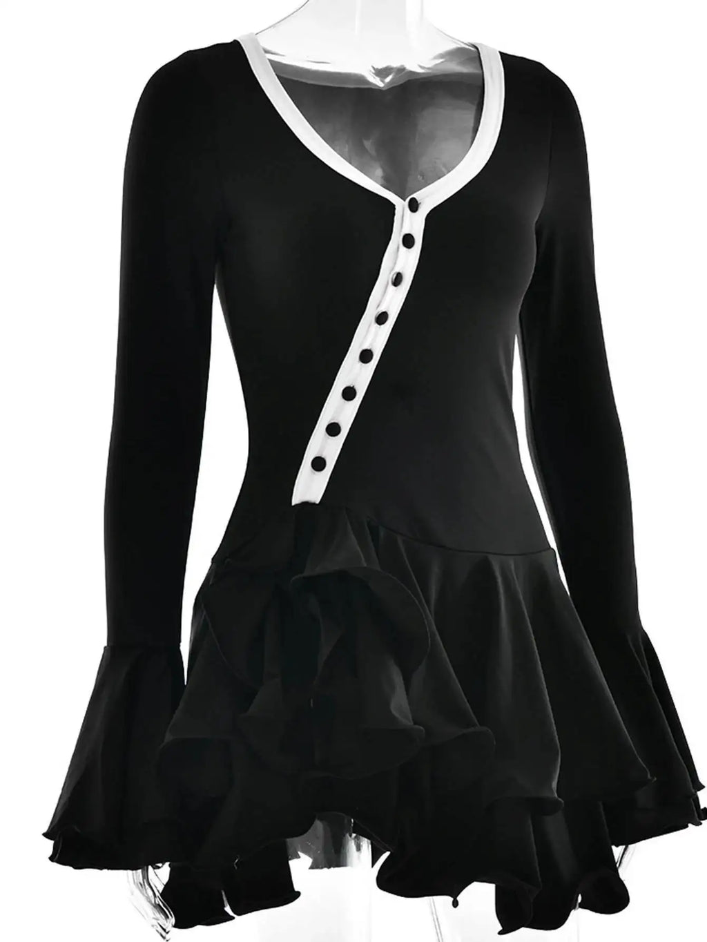 Sexy pink black ruffles mini summer dress women white club birthday party dress woman long sleeve prom evening dresses vestidos
