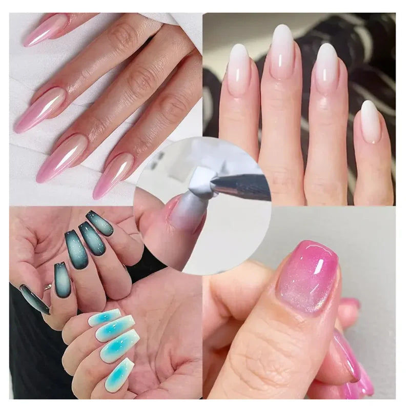 Weiche Nagel-Schwämme für Ombre-Nagelkunst, Schwämme mit Griffstift, Ombre-Nagelkunst-Werkzeuge, professionelles Zubehör