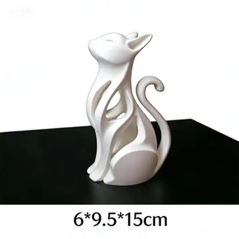 Modern Art Cat Statue 3D Printing Minimalist Home Decor Figurine Elegant Sitting Kitten Sculpture Desktop Ornament