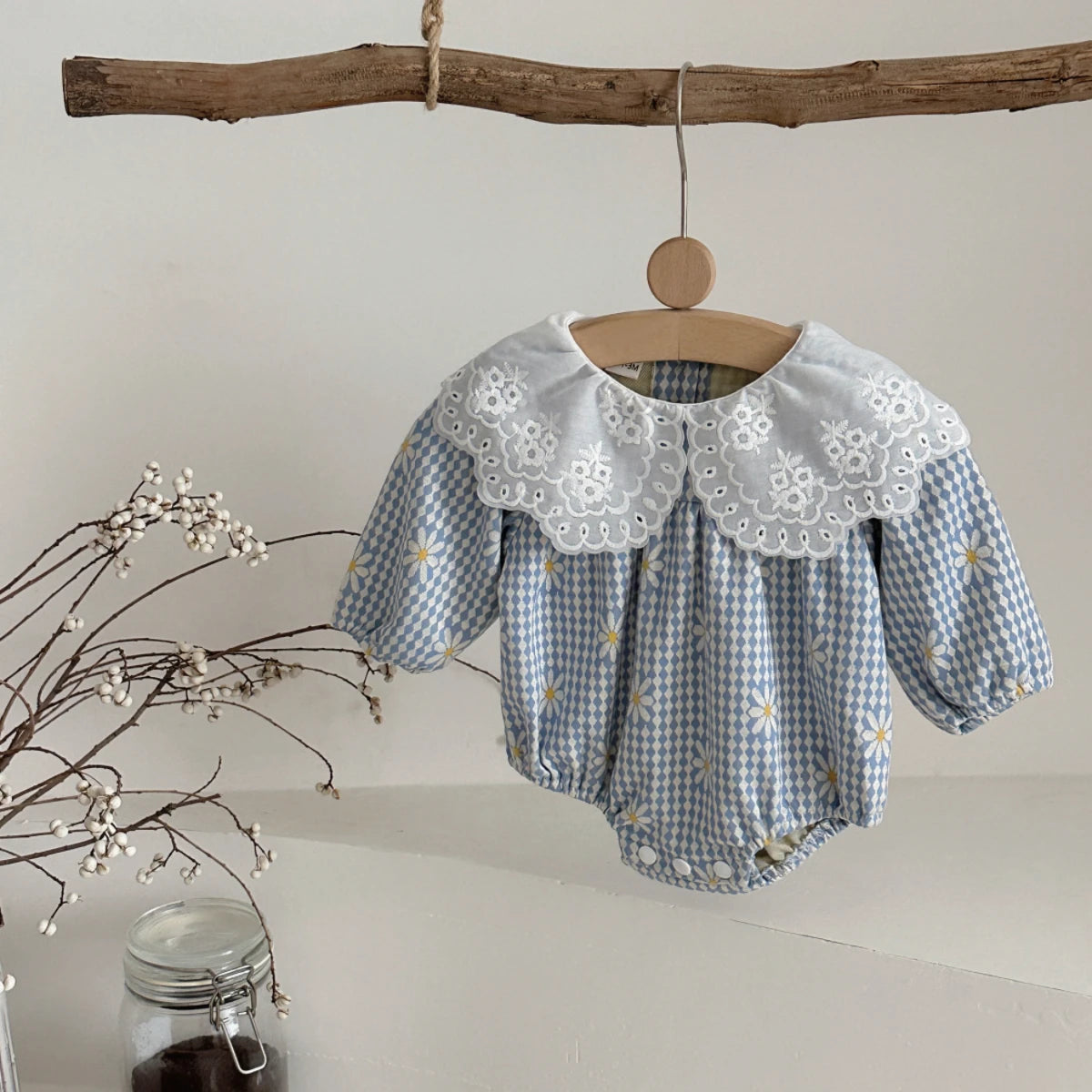 New Autumn Baby Clothing Boys Girls Cotton Long Sleeve  Daisy Printed Doll Neck Bodysuit 0-18M Newborn Casual Romper Spring