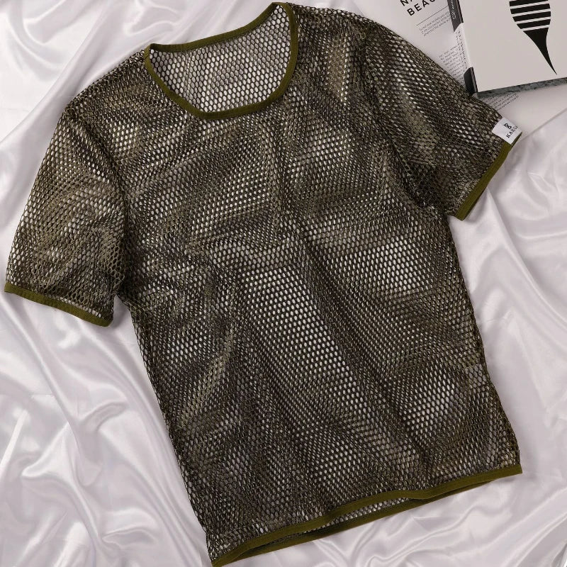 Men's Hollow Out Mesh T-Shirt, Breathable, Sport, See Through, Streetwear, Lightweight, Casual Tank Top, Summer, New Arrivals