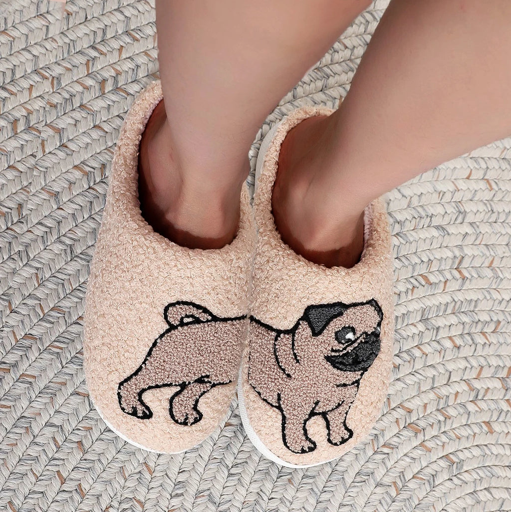 Shark Pattern Embroidery stuffed Home Platform Cozy Fur Slippers Black Warm Non-slip Indoor Slippers Couple Men Women Wearable casual Slippers