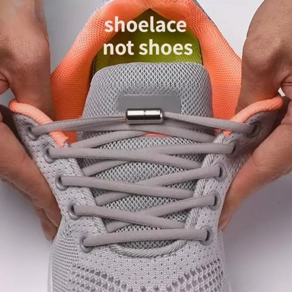 Schnürsenkel ohne Binden, elastisch, halbrund, „Lazy Laces“ mit Metallkapselverschluss für einfaches und sicheres Befestigen von Schuhen