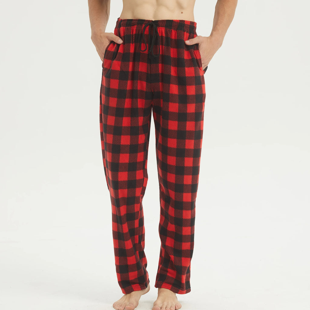 Mens Pajama Pants with Pockets Casual Pants Fleece Pjs Plaid Pajamas Bottoms Lounge Sleep Pants Loungewear Sleepwear Trousers