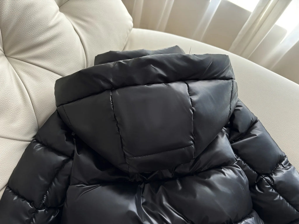 3-8 Years Girls Cotton Jacket 2025 Winter New Black Thick Warm Hooded Zipper Windbreaker Coat For Boys Cold-proof Down Snowsuit