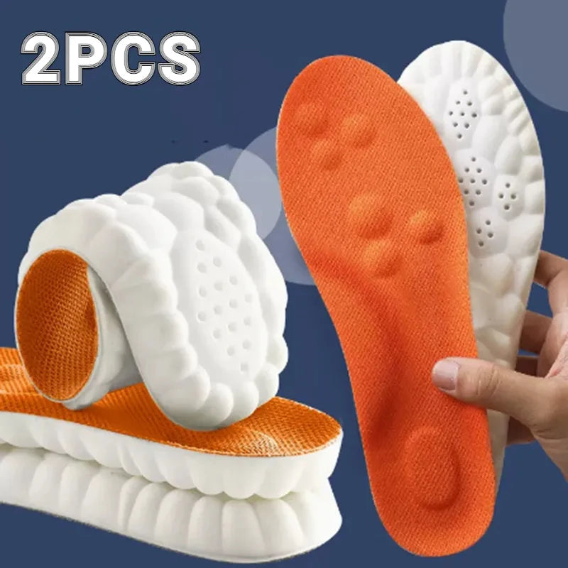 Neue 4D-Massageeinlagen, superweiche Sportschuh-Einlegesohle für Füße, Laufschuhsohle, Fußgewölbestütze, orthopädische Einlagen, Unisex