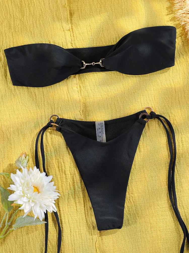 ZRTAK Micro Thong Bikinis Women Sexy Swimsuit Biquinis Bandage Swimwear Bikini Set Bathing Suit Swimming Beach Wear
