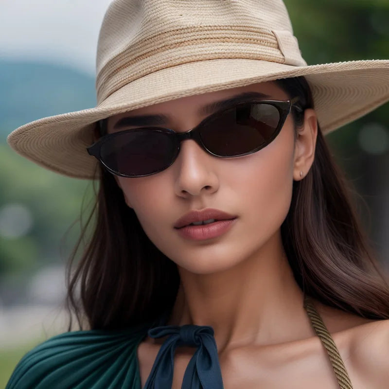 Sexy Small Oval Women's Sunglasses 2024 New Fashion Black Brown Sun Glasses Ladies Shades Trends Summer Unique Eyewear Men