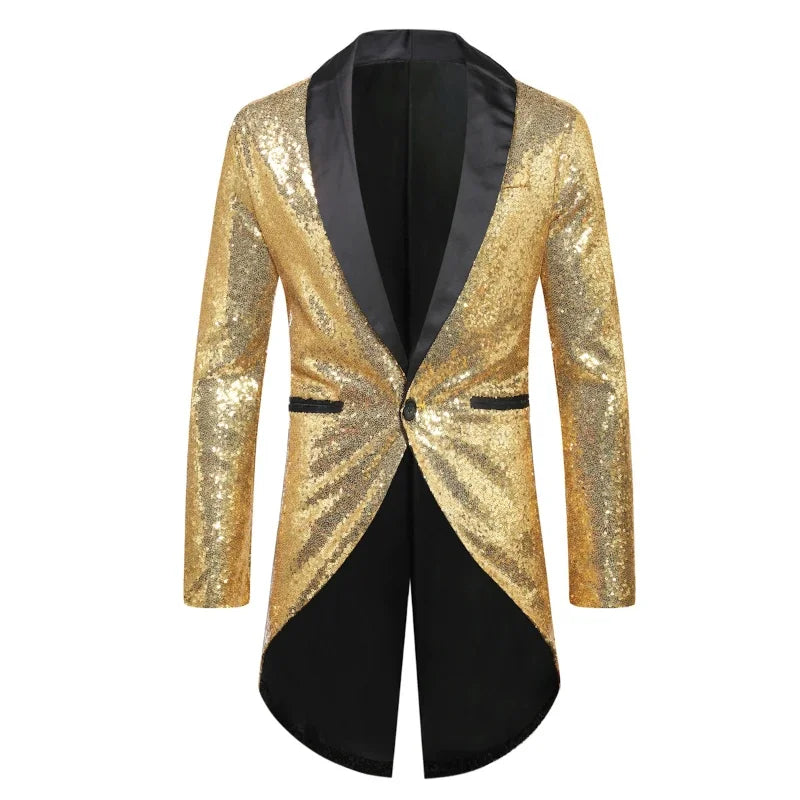 2024 Autumn New Six Color Fashionable SequinTuxedo Blazer for Men, Single Button Color Loose Performance Suit Dress Men Eur Size