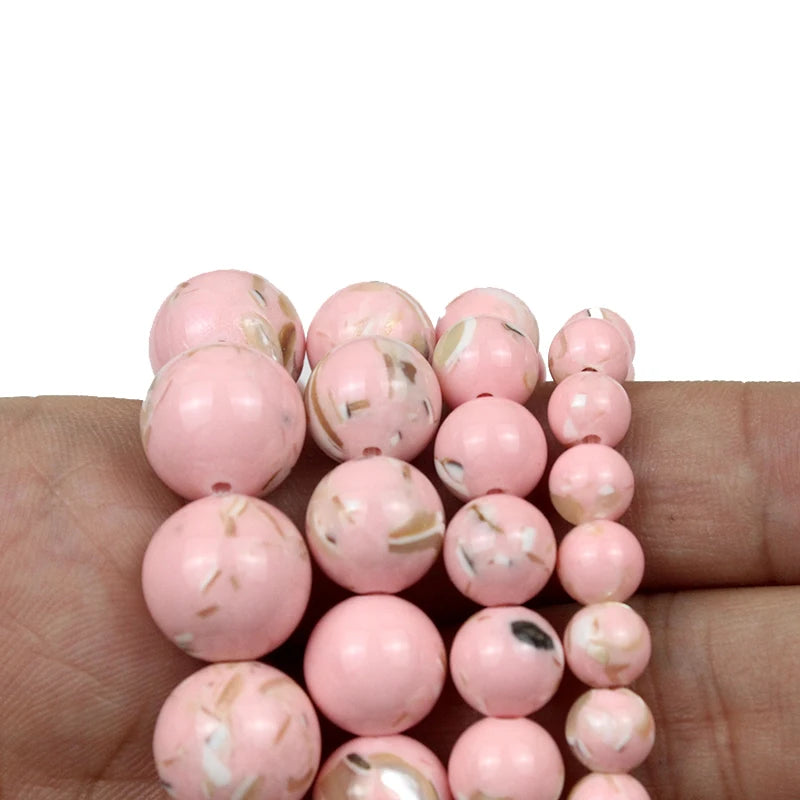 Natural Light Pink Howlite Turquoises Stone Beads For Jewelry Making6/8/10/12mm Round Loose Spacer Beads fit Diy Bracelet Neckla