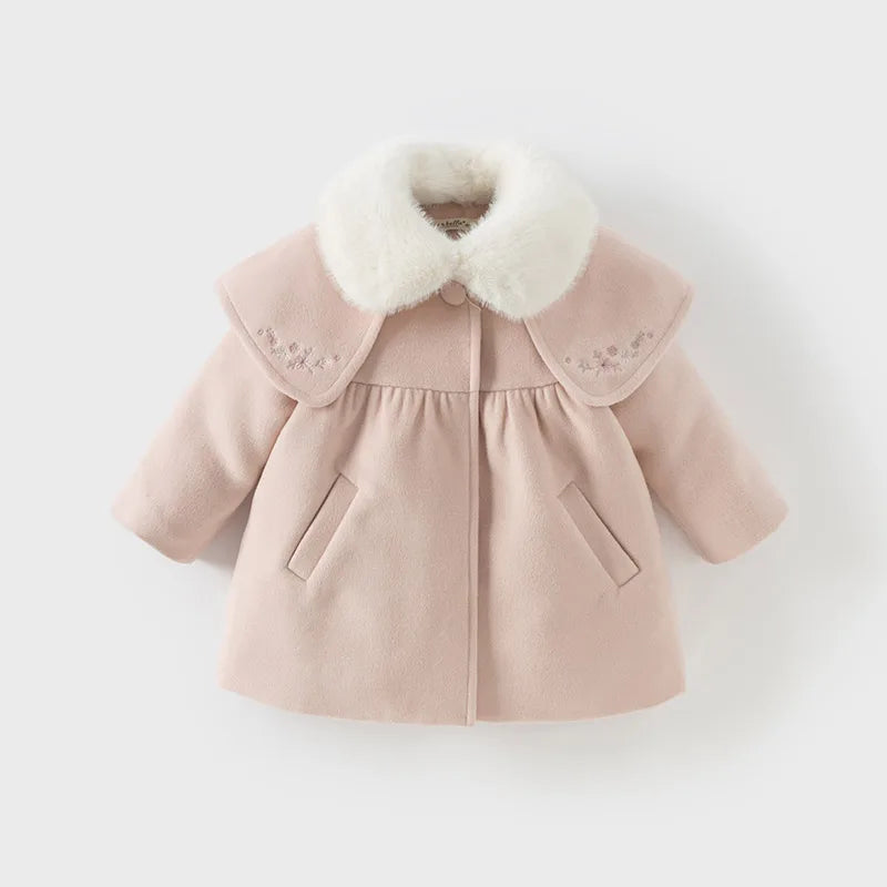 Dave Bella Children Girls Baby Cute Tops Outerwear 2024 New Autumn Winter Casual Sweet Gentle Overcoat Outdoor Warm DB4242652