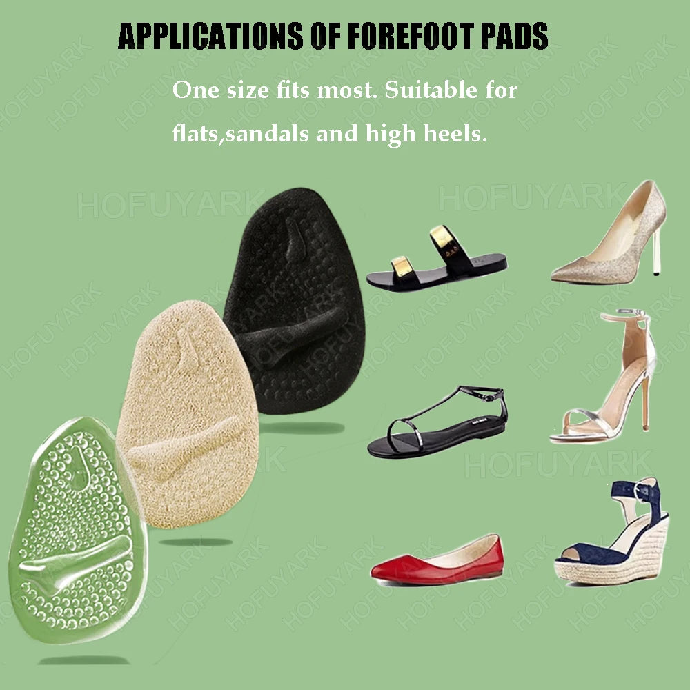 2Pairs Silicone Insoles for Shoes Insert High Heels Non-Slip Self-Adhesive Gel Metatarsal Foot Pads for Pain Relief Shoe Pads