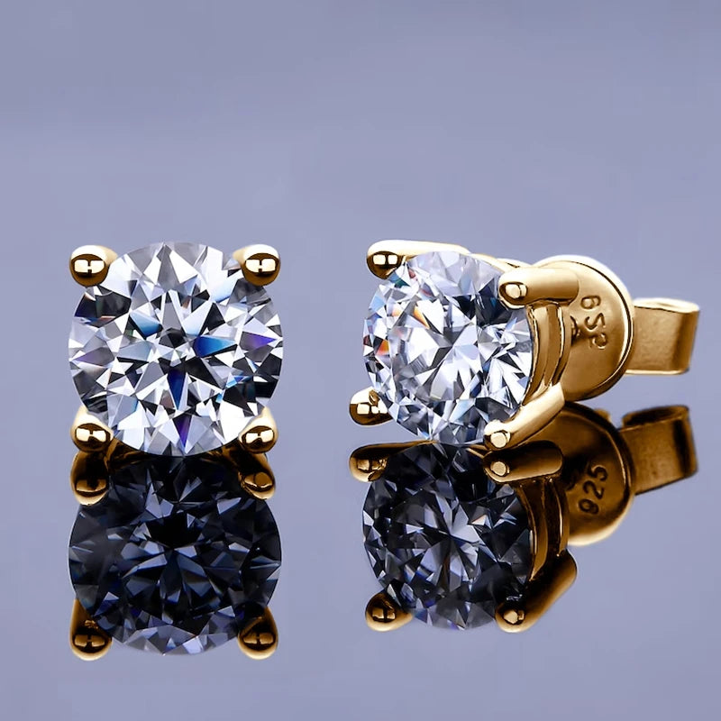 Lnngy 0.3-2CT Moissanite Stud Earrings For Women Girl 925 Certified Silver Earring Exquisite Wedding Jewelry Piercing Pendientes