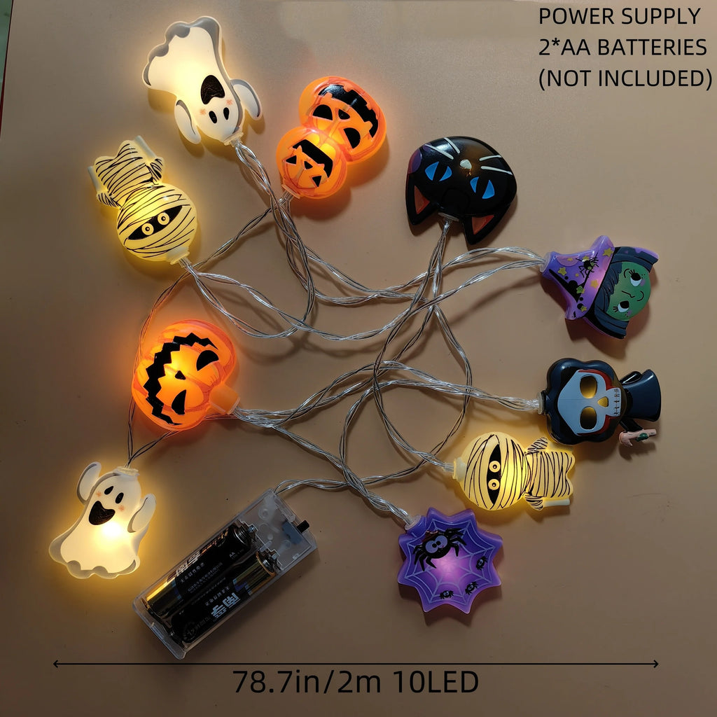 Halloween LED  Lights Horror Pumpkin Ghost Mummy Witch Spider Lamp Indoor Home Window Party Atmosphere Decorations