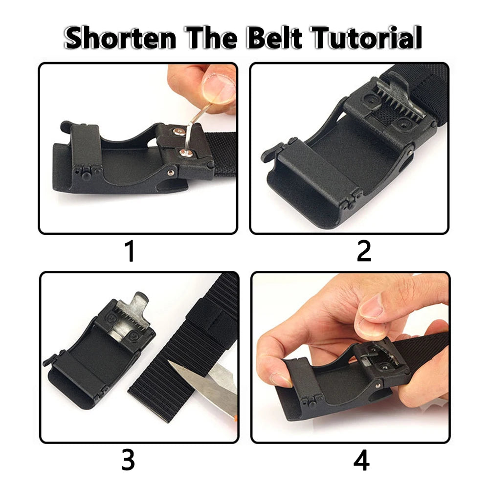 TUSHI New Stiff Tactical Belt for Men Metal Automatic Buckle Military Police Duty Belt 1100D Nylon Gun Belt Casual Girdle Male