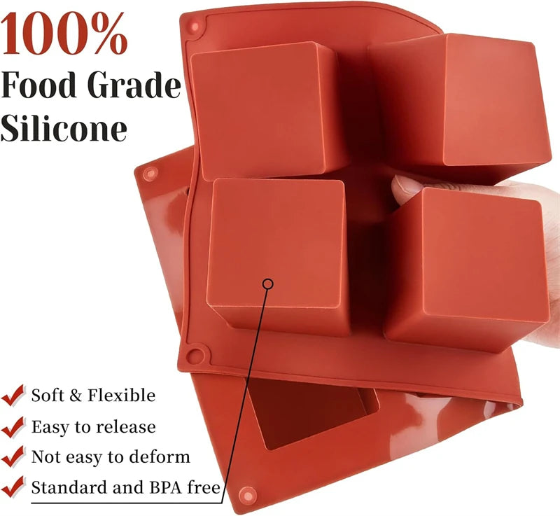 LMETJMA 8 Cavity Cube Cake Mold 3D Square Mousse Cake Baking Mold Silicone French Dessert Mold for Chocolate Brownie Bites JT353