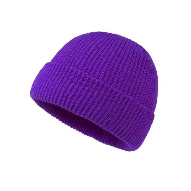 Solid color knitted woolen hat for men and women, hip-hop melon skin hat suitable for keeping warm and cold in autumn and winter